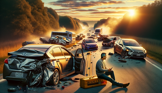 일반도로에서 경주를 벌이다 발생한 교통사고 상황을 묘사한 일러스트 [챗GPT 생성]