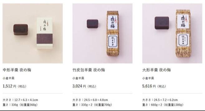 1501년 교토에서 문을 연 과자전문점 토라야의 다양한 양갱 제품들. 토라야 홈페이지