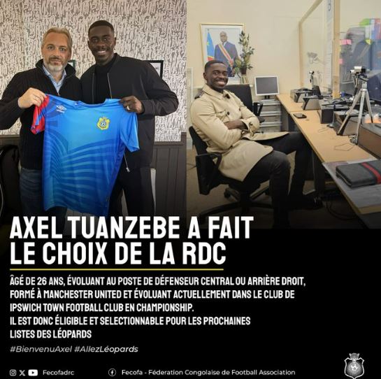 ▲ 튀앙제브의 국적 변경 소식을 전한 콩고민주공화국 ⓒ콩고민주공화국 축구연맹