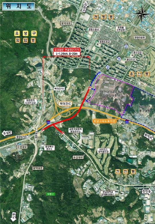 유성대로 연결도로 2구간 개설 사업도. 대전시 제공