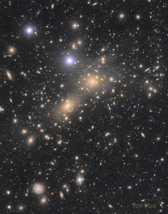 사진 속 코마 은하단은 알려진 가장 밀도가 높은 은하단 중 하나로, 수천 개의 은하를 포함하고 있다. 코마 성단은 너무 커서 한쪽에서 다른 쪽으로 빛이 이동하는 데만 수백만 년이 걸린다. /NASA 조 후아