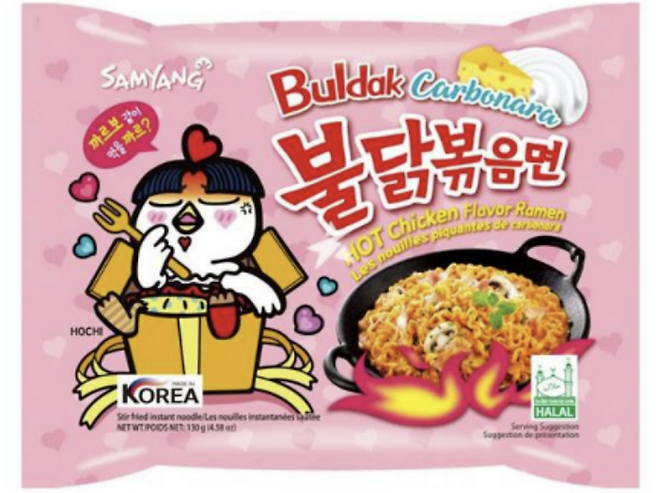 수출용  까르보불닭 제품.