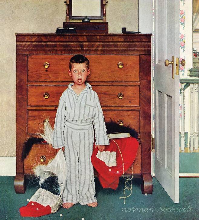 노먼 록웰, 예기치 못한 발견, 1956년 12월 29일자 미국 ‘새터데이 이브닝 포스트’ 표지