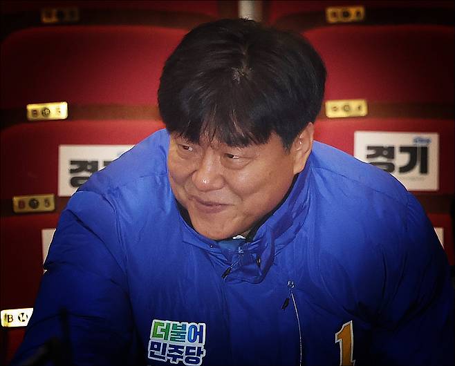 양문석 더불어민주당 경기 안산갑 후보가 17일 오전 서울 여의도 국회 의원회관에서 열린 제22대 총선 후보자 대회에 참석하고 있다. 2024.3.17/뉴스1