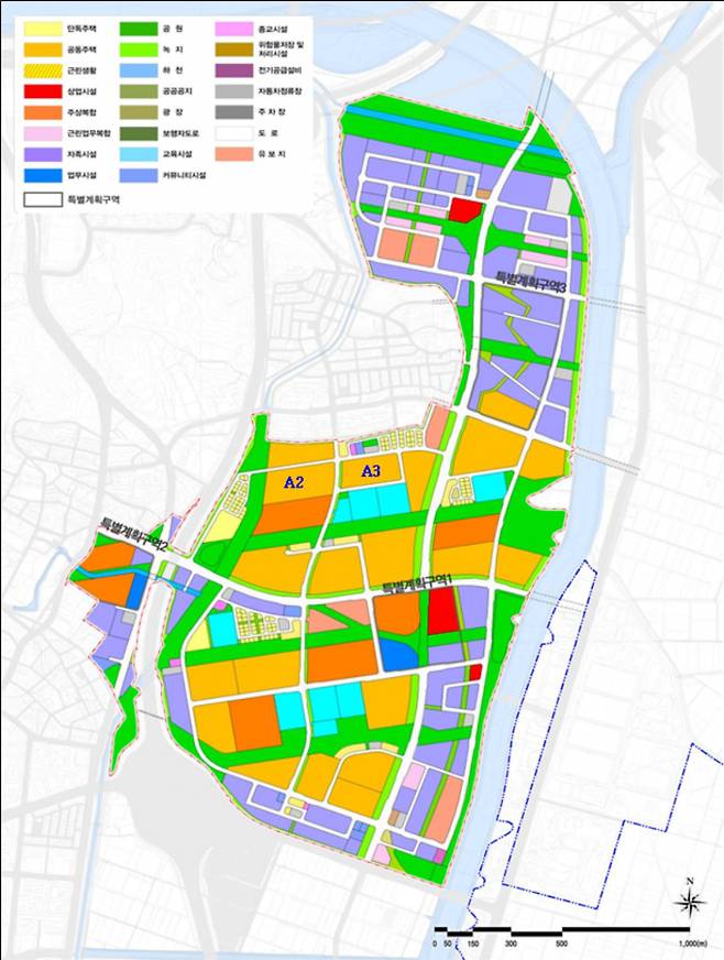 인천계양지구 토지이용계획(A2·A3 표시)/자료=국토부 제공
