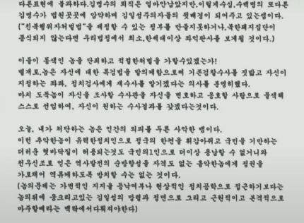 한 유튜브 방송에서 공개된 이재명 대표 살인미수범의 문서.ⓒ유튜브 캡쳐