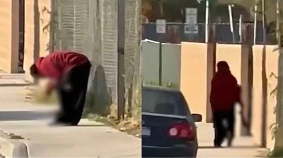 미국에서 최근 한 노숙자가 열차 사고 사망자의 시신 일부를 들고 거리를 배회하는 모습. 사진 엑스 캡처