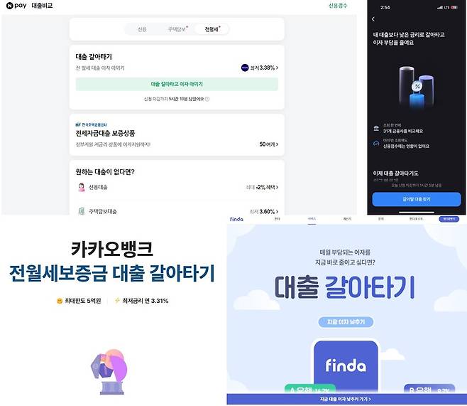 대출비교 플랫폼.(네이버페이, 토스, 카카오페이, 핀다)