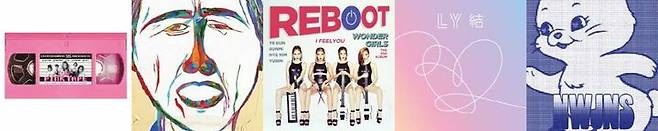 [서울=뉴시스] 왼쪽부터 '에프엑스(f(x))'의 정규 2집 '핑크 테이프(Pink Tape)'(2013), '샤이니(SHINee)'의 정규 3집 합본 앨범 '더 미스콘셉션스 오브 어스(The misconceptions of us)'(2013), '원더걸스(Wonder Girls)'의 정규 3집 '리부트(REBOOT)'(2015), '방탄소년단'(BTS) 정규 3집 리패키지 '러브 유어셀프 결 '앤서'(LOVE YOURSELF 結 'Answer')'(2018), '뉴진스(NewJeans)'의 첫 EP '뉴 진스(New Jeans)'(2022). (사진 = SM, 빅히트 뮤직, JYP, 어도어 제공) 2024.04.02. photo@newsis.com *재판매 및 DB 금지
