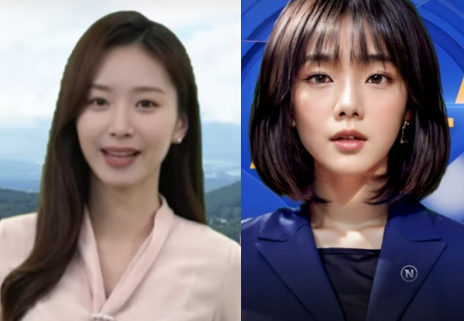 제주도가 선보인 AI리포터 '제이나(사진 왼쪽)'와 태국 네이션TV에 등장한 '낫차'/사진=방송화면 캡처
