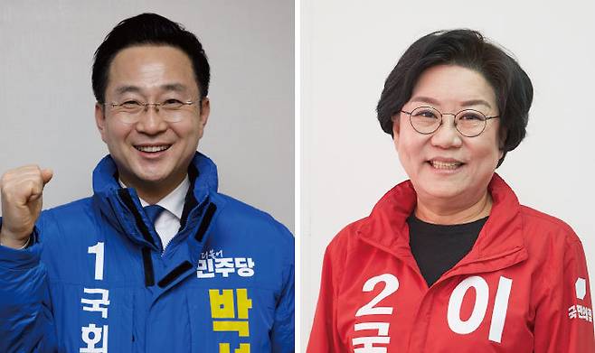 박성준 더불어민주당 후보(왼쪽)와 이혜훈 국민의힘 후보. [조영철 기자, 홍중식 기자]