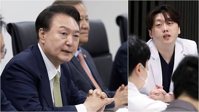 윤석열 대통령과 박단 대한전공의협의회(대전협) 회장.