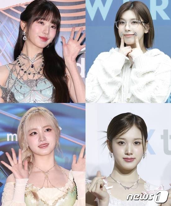첫 투표 걸그룹 아이브 장원영(왼쪽 위, 시계방향), 엔믹스 배이, 스테이씨 재이, 아이브 리즈ⓒ 뉴스1