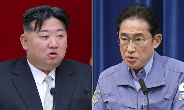 김정은 북한 국무위원장(왼쪽), 기시다 후미오 일본 총리. 노동신문뉴스1·AP뉴시스