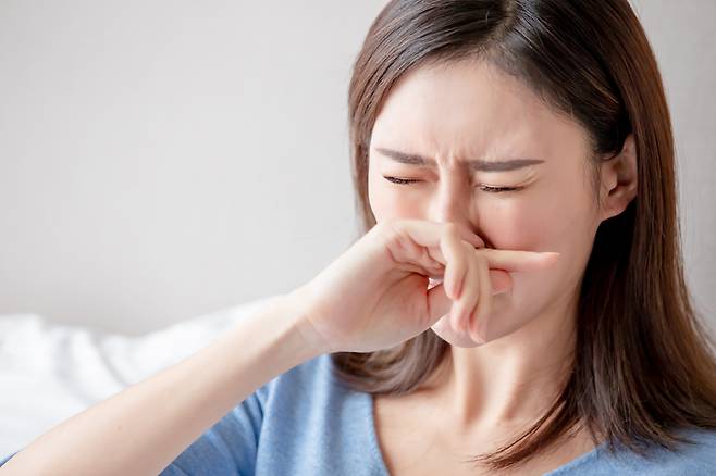 우리가 숨을 쉴 때 공기를 통해 꽃가루, 미세먼지 등이 콧속으로 들어가고, 이때 코점막이 과민 반응하는 것을 알레르기 비염이라고 한다. [사진= 게티이미지뱅크]