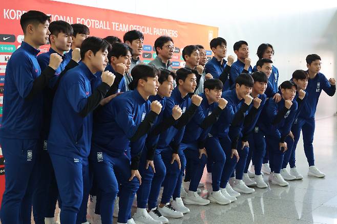 파이팅 외치는 U-23 축구대표팀. 연합뉴스