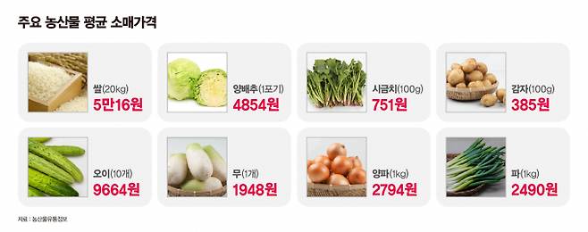 4월4일 기준 주요 농산물 평균 소매가격. /그래픽=강지호 기자