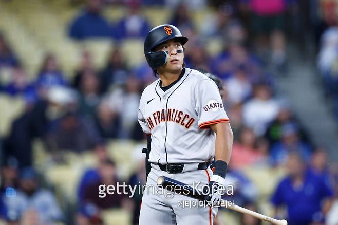 사진은 지난 2일 다저스타디움에서 열린 다저스와의 경기 중 타석에 나선 이정후의 모습. 사진=게티이미지