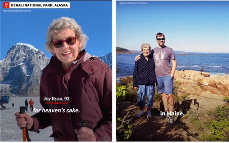 조이 할머니와 손자 브래드. grandmajoysroadtrip 인스타그램