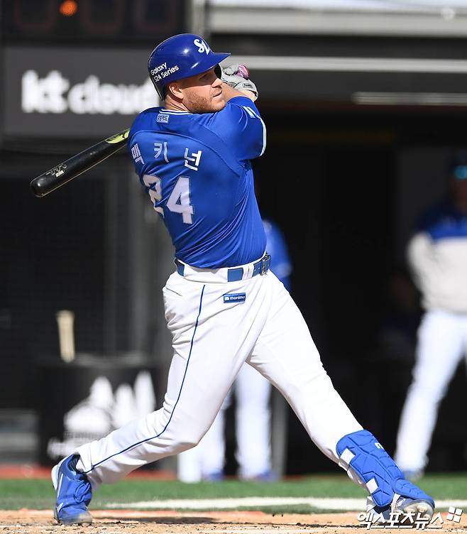 맥키넌은 9일 사직구장에서 열릴 '2024 신한 SOL Bank KBO 리그' 롯데 자이언츠전을 앞두고 1군 엔트리에 복귀했다. 엑스포츠뉴스 DB