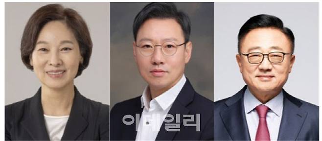 왼쪽부터 서울 강남갑 서명옥 국민의힘 후보, 강남을 박수민 국민의힘 후보, 강남병 고동진 국민의힘 후보. (사진=중앙선거관리위원회)