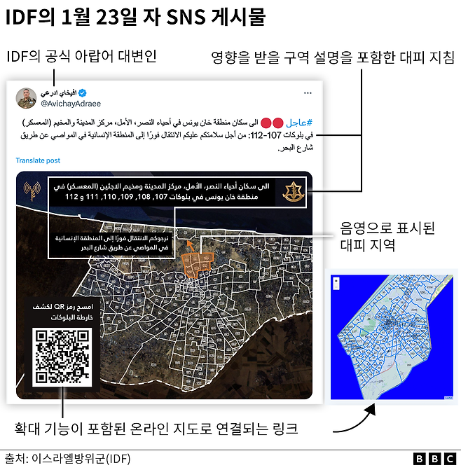 IDF가 1월 23일 올린 안내문