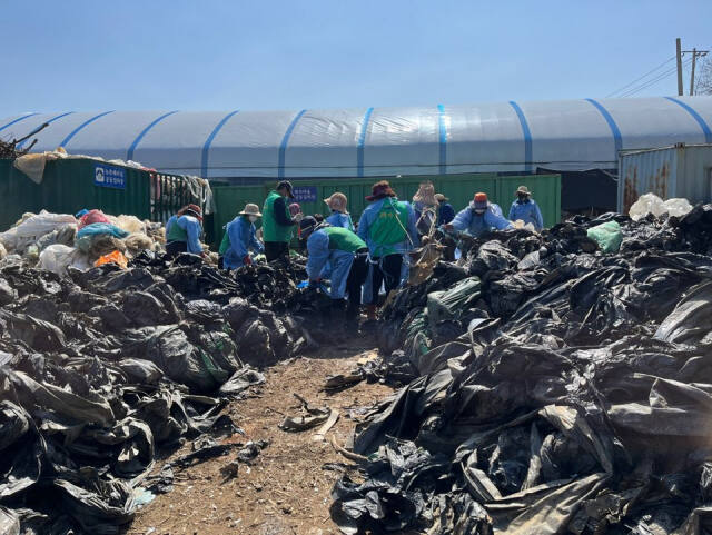 양평군 강상면 새마을협의회 회원들이 깨끗하고 쾌적한 마을 조성을 위해 영농폐비닐을 수거하는 봉사활동을 하고 있다. 독자 제공