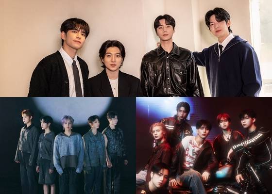 (위부터 시계방향으로) 데이식스, 엑스디너리 히어로즈, 원위