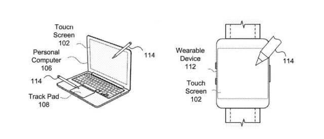 북 프로나 애플워치에서 애플펜슬을 사용하는 이미지도 특허 문서에 실렸다. (출처=미 특허청)