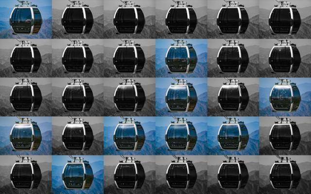 평창동계올림픽 이후 6년. 그간 더 강렬해진 기억도 있고, 뇌리에서 거의 사라진 기억도 있다. '가리왕산의 약속’은 아마도 후자에 속하는 듯하다. 일주일간 대회를 치른 뒤 즉시 복원하겠다던 약속은 슬그머니 사라지고, ‘합리적 복원’, ‘산림형 정원’ 따위의 말장난과 마구 헤집어진 숲만 남았다. 지난 9일 정오부터 오후 4시까지 약 4시간에 걸쳐 강원 정선군 가리왕산 케이블카 정상부 정류장에서 상행선 방면 케이블카 객실을 9대당 한 번씩 인터벌 촬영했다. 빈 객실은 흑백 처리했다. 케이블카는 이동 시 수송케이블에 각 객실이 고정되기 때문에 탑승 인원과 관계없이 단 1명이 이용하더라도 전체 객실이 움직인다.