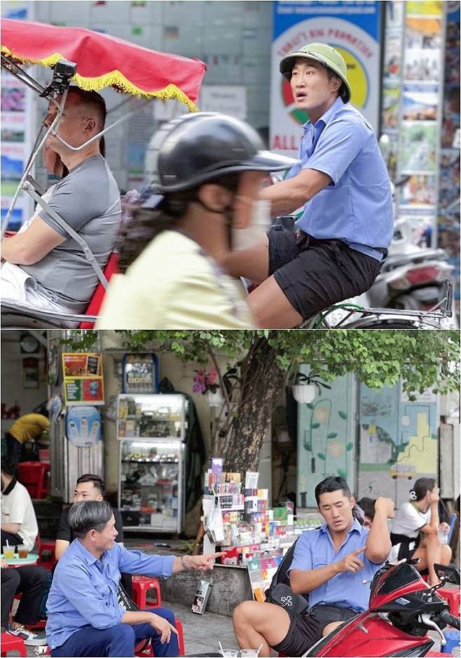 [서울=뉴시스] 16일 ENA 신규 예능물 '눈떠보니 OOO'은 인력거꾼이 된 김동현의 스틸컷을 공개했다. (사진=ENA '눈떠보니 OOO' 제공) 2024.04.16. photo@newsis.com *재판매 및 DB 금지