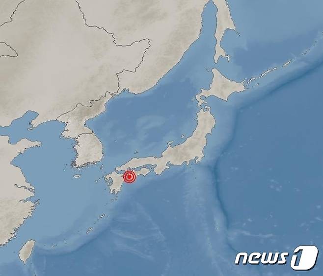 17일 오후 일본 오이타현 오이타시 동쪽 해역에서 규모 6.4 지진이 발생했다. (기상청 제공)