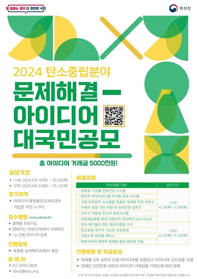 특허청 탄소중립 분야 문제 해결 아이디어 공모전 포스터. 특허청 제공