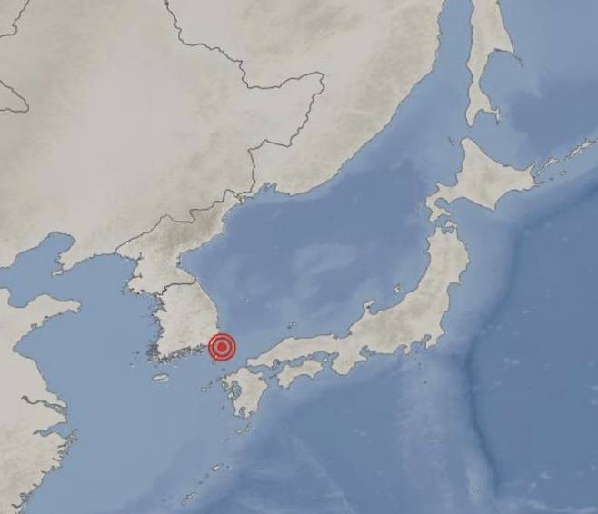 19일 오후 11시27분 54초쯤  규모 3.9 지진이 발생한 일본 나가사키현 대마도 북북동쪽 96㎞ 해역 [사진=기상청 홈페이지 캡처]