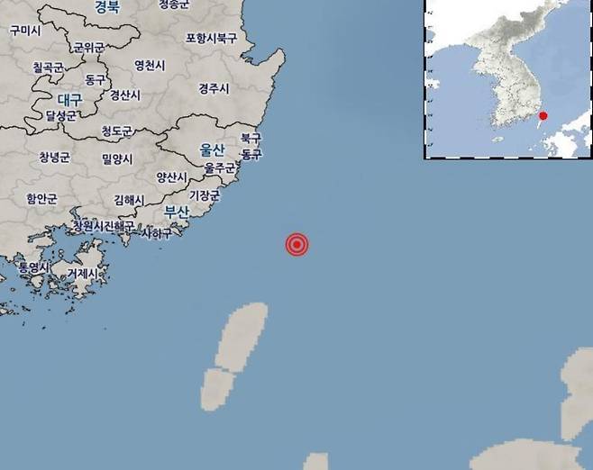 지진 발생 위치 (기상청 제공)