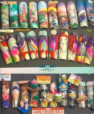 신군이 직접 그린 네일아트들. 위에서부터 '동남아시아 여행', '서커스', '세계 스트리트 푸드' 주제로 신군의 개성을 담았다. /사진=SBS 방송화면 캡처