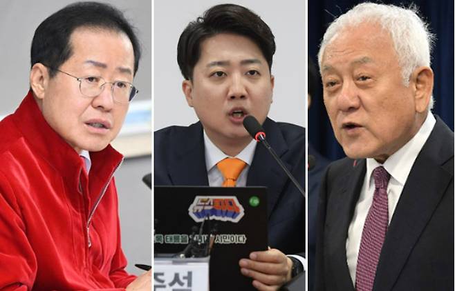 홍준표 대구시장(왼쪽)·개혁신당 이준석 대표(가운데)·김한길 국민통합위원장(오른쪽). 대구시 제공·윤창원 기자·박종민 기자