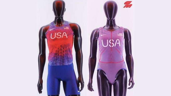 최근 논란이 된 미국 육상팀의 2024 파리올림픽 유니폼 [사진=X]