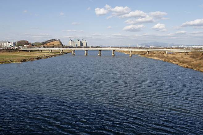 나주 영산강둔치체육공원 영산강과 영산대교.