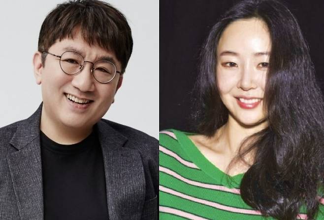 방시혁(좌) 하이브 의장과 민희진(우) 어도어 대표