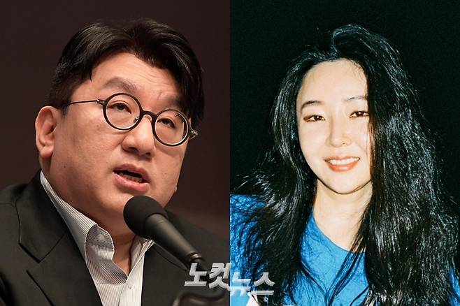 왼쪽부터 하이브 방시혁 의장, 민희진 어도어 대표. 박종민 기자/어도어 제공
