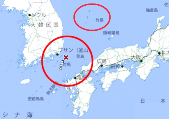 독도를 일본땅으로 표기한 일본 기상청 지진 지도. 서경덕 교수 제공
