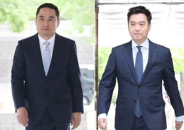 강용석 변호사, 김세의 가로세로연구소 대표, 김용호 전 기자가 지난해 6월 20일 오전 서울 서초구 서울중앙지방법원에서 열린 조민 포르쉐 의혹 제기, 정보통신망법상 명예훼손 혐의 1심 선고 공판에 출석하고 있다. (사진=뉴시스)