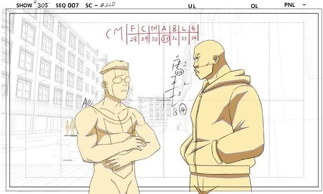 북한 사이트에서 발견된 미국 아마존 애니메이션 '인빈시블'의 스케치 일부. /스팀슨센터