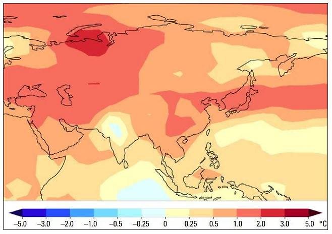 세계기상기구(WMO)가 관측한 지난해 아시아 지역 온난화 현황./WMO
