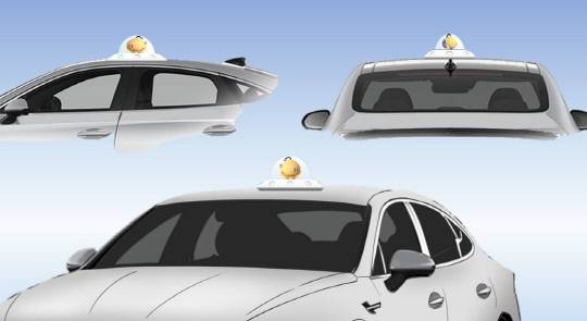 개인택시 표시등(갓등)에 꿈돌이 캐릭터 적용한 예시 이미지. 대전시 제공