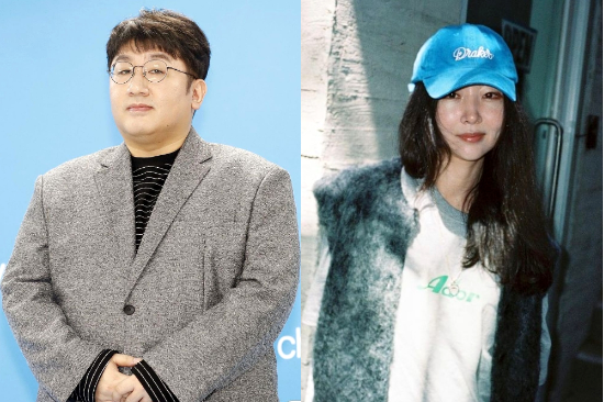 하이브 산하 레이블 어도어 경영권 분쟁 이슈가 하이브 주가에 악재로 작용했다. 사진은 왼쪽부터 방시혁 하이브 의장, 민희진 어도어 대표.(인스타그램 갈무리)