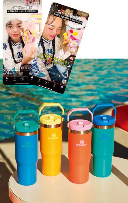 유튜브 ‘제니파크’. Z세대의 필수 아이템으로 자리매김한 스탠리 텀블러. 젠지모델 박제니는 스탠리 텀블러에 인형과 파츠를 붙여 자신만의 텀블러를 완성했다.