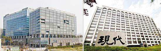 서울 강동구 상일동 삼성물산 사옥(좌)과 종로구 계동 현대건설 사옥(우). (매경DB, 현대건설 제공)