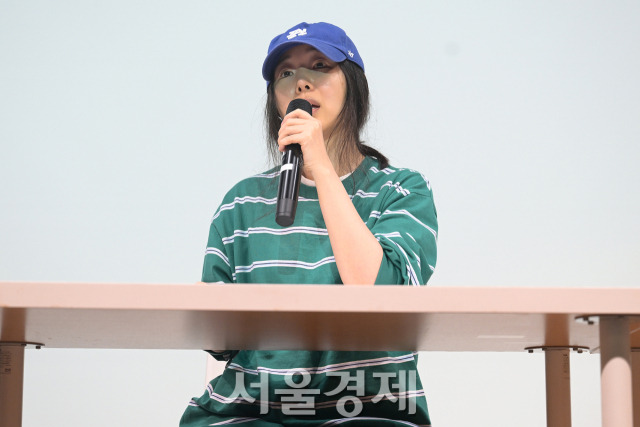 하이브 산하 레이블 어도어 민희진 대표가 25일 오후 서울 강남구 한국컨퍼런스센터에서 진행된 긴급 기자회견에 참석했다. 김규빈 기자 2024.04.25